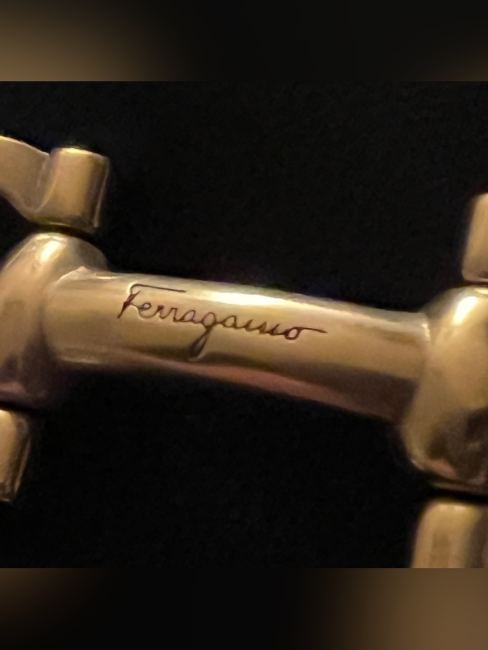 Ferragamo Necklace | Vintage Golden Gancini Horsebit & 15-16” Spiga Choker - Picture 7 of 12